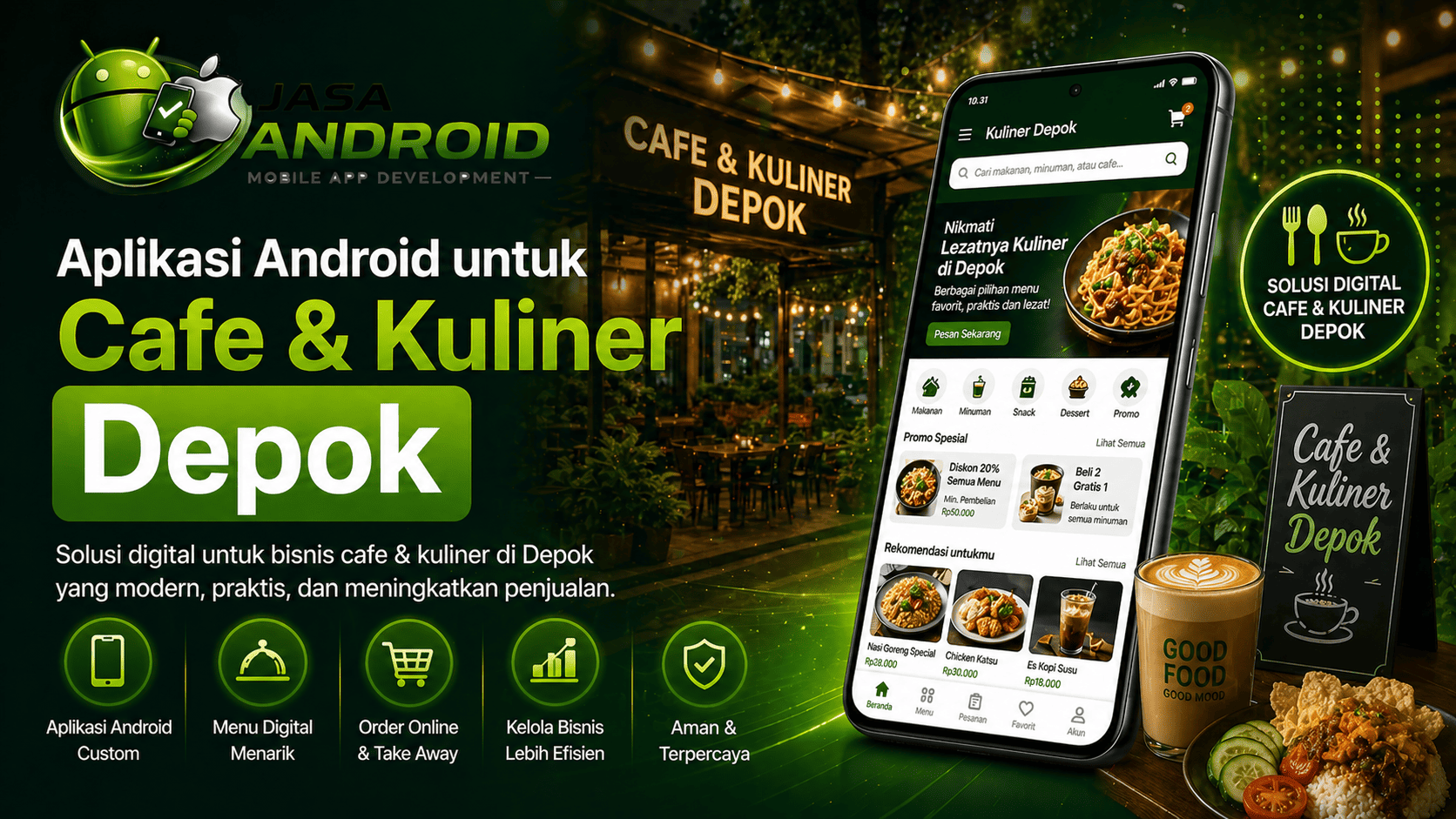 Aplikasi Android untuk Cafe & Kuliner Depok Murah & Profesional.